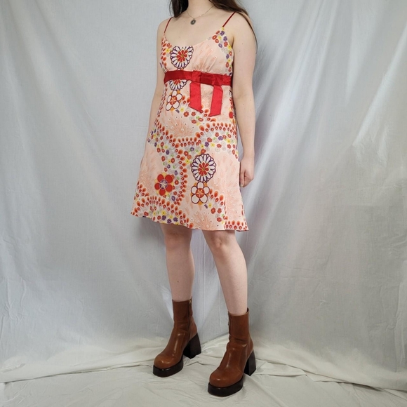 Vintage 90s floral pink cami slip dress - Picture 3 of 6